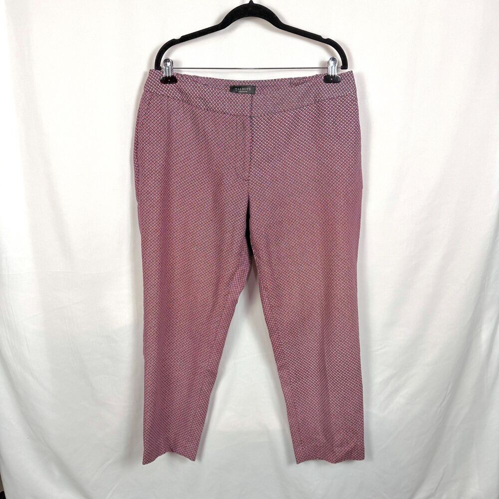 Talbots Heritage Navy Blue Red Chino Cotton Stretch Pants 16 Petites